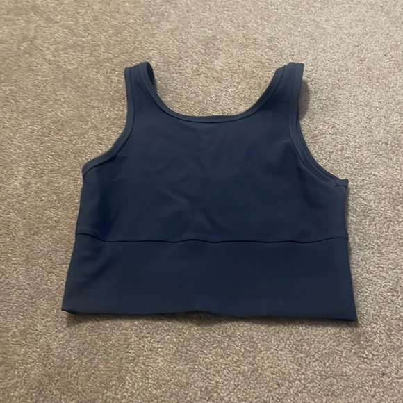 Blue Cropped Workout Top - Picture 2 of 3